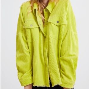 Zara Neon Green Corduroy Shirt Jacket Shacket SzM